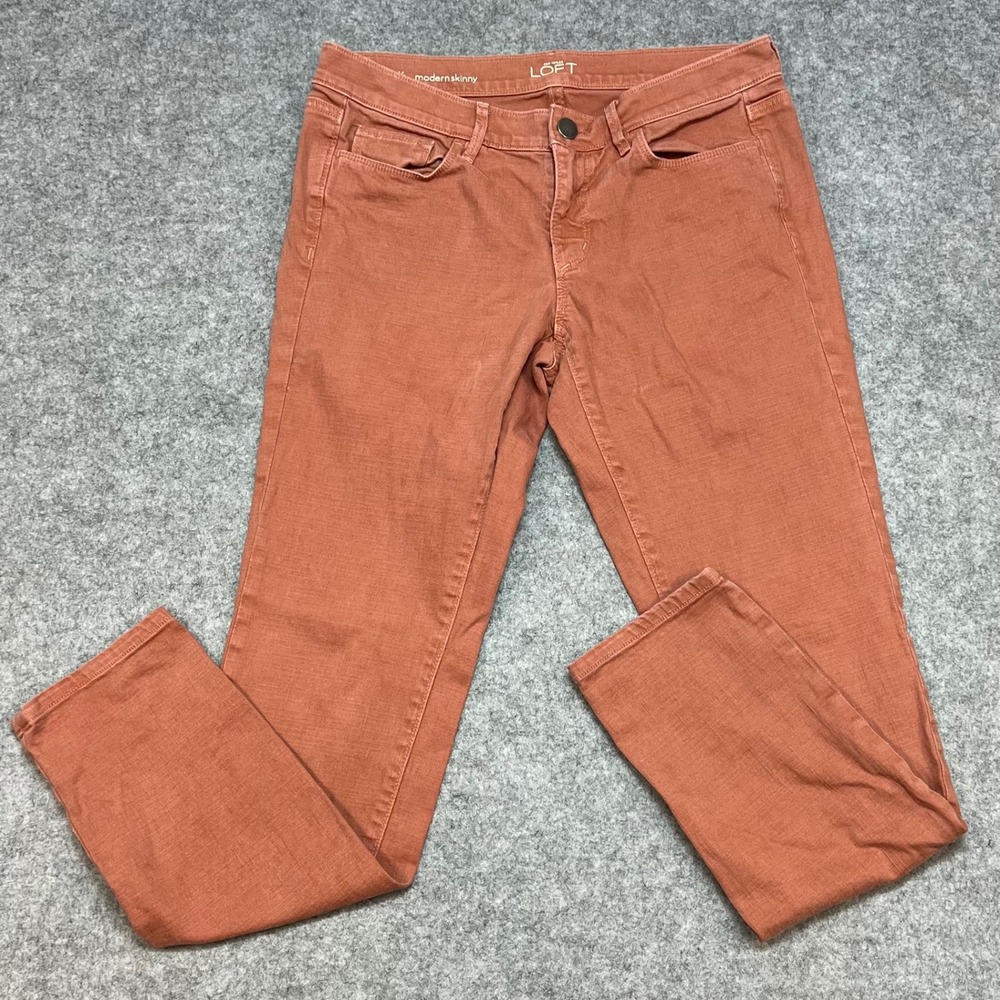 LOFT Modern Skinny Denim Jeans Burnt Orange Rust Size 28/6 Womens‎